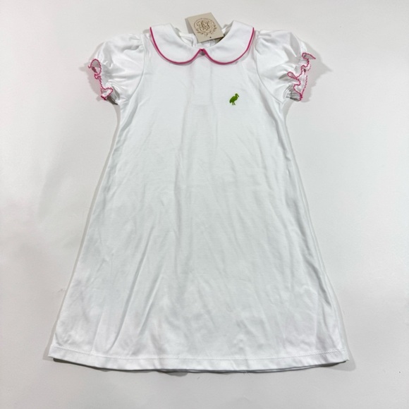 New The Beaufort Bonnet Company A Line Dress White Pink Trim - Picture 1 of 4